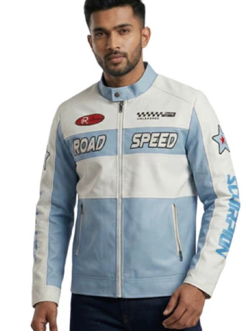 The Limited Light Blue & White 'Road Speed' Colorblock Bomber